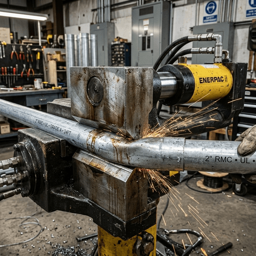 Hydraulic bender bending large diameter conduit
