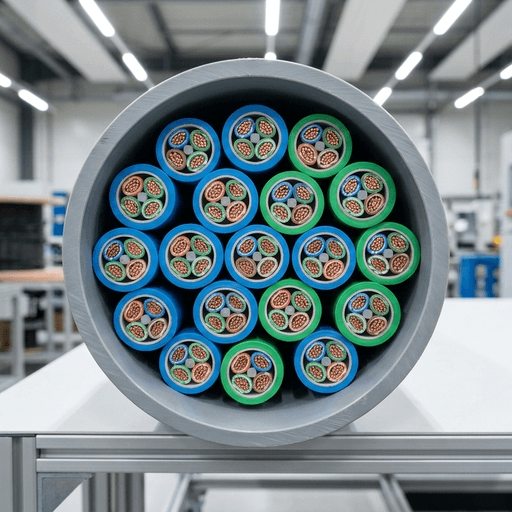 Kat6 und Kat6A-Kabel in einem 2-Zoll-PVC-Kanal