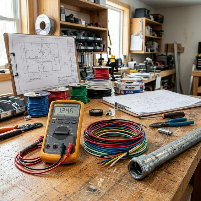 Электрик проверяет заполнение кондуктора с калькулятором