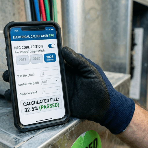 Smartphone app showing 2017, 2020, and 2023 toggles